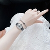 Đồng Hồ Nữ Franklin FL8888 Mặt Ovan Đính Đá Dây Da Đen Silver Size 31mm