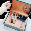 Đồng Hồ Nữ Franklin FL8888 Mặt Ovan Đính Đá Dây Da Đen Silver Size 31mm