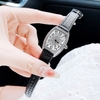 Đồng Hồ Nữ Franklin FL8888 Mặt Ovan Đính Đá Dây Da Đen Silver Size 31mm