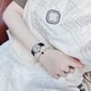Đồng Hồ Nữ Franklin FL8888 Mặt Ovan Đính Đá Dây Da Đen Silver Size 31mm