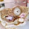 Đồng Hồ Nữ Franklin Màu Vàng Gold Mặt Xà Cừ Trắng Size 32mm Mặt Xoay 360 Độ FL5488 Tặng Kèm Vòng Tay