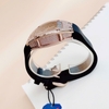 Đồng Hồ Nữ Hanboro Chính Hãng Dây Cao Su Đen Vỏ Rose Size 36mm Viền Đá Quartz