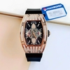 Đồng Hồ Nữ Hanboro Chính Hãng Dây Cao Su Đen Vỏ Rose Size 36mm Viền Đá Quartz
