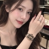 Đồng Hồ Nữ Hanboro Chính Hãng Dây Cao Su Đen Vỏ Rose Size 36mm Viền Đá Quartz