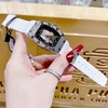 Đồng Hồ Nữ Hanboro Dây Cao Su Trắng Chính Hãng Đính Đá Silver Size 31x44mm Quartz