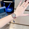 Đồng Hồ Nữ Hanboro Dây Da Tím Mặt Đính Đá Rose Size 36mm Quartz Japan Chính Hãng