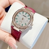 Đồng Hồ Nữ Hanboro Dây Da Tím Mặt Đính Đá Rose Size 36mm Quartz Japan Chính Hãng