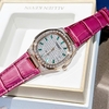 Đồng Hồ Nữ Hanboro Dây Da Tím Mặt Đính Đá Rose Size 36mm Quartz Japan Chính Hãng