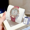 Đồng Hồ Nữ Hanboro Dây Da Tím Mặt Đính Đá Rose Size 36mm Quartz Japan Chính Hãng