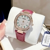 Đồng Hồ Nữ Hanboro Dây Da Tím Mặt Đính Đá Rose Size 36mm Quartz Japan Chính Hãng