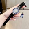 Đồng Hồ Nữ Hanboro Dây Da Tím Mặt Đính Đá Tím Size 36mm Quartz Japan Chính Hãng