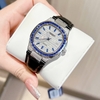 Đồng Hồ Nữ Hanboro Dây Da Tím Mặt Đính Đá Tím Size 36mm Quartz Japan Chính Hãng