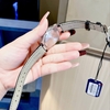Đồng Hồ Nữ Hanboro Dây Da Tím Mặt Đính Đá Tím Size 36mm Quartz Japan Chính Hãng
