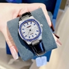 Đồng Hồ Nữ Hanboro Dây Da Tím Mặt Đính Đá Tím Size 36mm Quartz Japan Chính Hãng