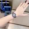 Đồng Hồ Nữ Hanboro Dây Da Tím Mặt Đính Đá Tím Size 36mm Quartz Japan Chính Hãng