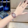 Đồng Hồ Nữ Hanboro Dây Da Tím Mặt Đính Đá Tím Size 36mm Quartz Japan Chính Hãng