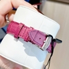 Đồng Hồ Nữ Hanboro Dây Da Tím Mặt Đính Đá Tím Size 36mm Quartz Japan Chính Hãng