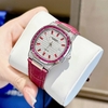 Đồng Hồ Nữ Hanboro Dây Da Tím Mặt Đính Đá Tím Size 36mm Quartz Japan Chính Hãng