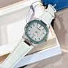 Đồng Hồ Nữ Hanboro Dây Da Xanh Mint Mặt Đính Đá Xanh Size 36mm Quartz Japan Chính Hãng