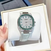 Đồng Hồ Nữ Hanboro Dây Da Xanh Mint Mặt Đính Đá Xanh Size 36mm Quartz Japan Chính Hãng