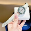 Đồng Hồ Nữ Hanboro Dây Da Xanh Mint Mặt Đính Đá Xanh Size 36mm Quartz Japan Chính Hãng