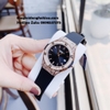 Đồng Hồ Nữ Hanboro Dây Silicone Đen Vỏ Rose Gold 33mm
