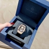 Đồng Hồ Nữ Hanboro Mặt Cười Dây Cao Su Đen Chính Hãng Đính Đá Rose Gold Mặt Size 36mm Quartz