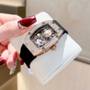Đồng Hồ Nữ Hanboro Mặt Cười Dây Cao Su Đen Chính Hãng Đính Đá Rose Gold Mặt Size 36mm Quartz