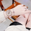 Đồng Hồ Nữ Hanboro Mặt Hoa Xoay Chính Hãng Dây Da Hồng Vỏ Rose Đính Đá Size 38mm Viền Đá Tặng Kèm Vòng Tay