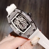 Đồng Hồ Nữ Hanboro Mặt Nhện Dây Cao Su Trắng Chính Hãng Đính Đá Silver Size 31x44mm Quartz