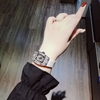Đồng Hồ Nữ Hanboro Mặt Nhện Dây Cao Su Trắng Chính Hãng Đính Đá Silver Size 31x44mm Quartz