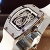 Đồng Hồ Nữ Hanboro Mặt Nhện Dây Cao Su Trắng Chính Hãng Đính Đá Silver Size 31x44mm Quartz