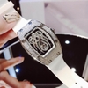 Đồng Hồ Nữ Hanboro Mặt Nhện Dây Cao Su Trắng Chính Hãng Đính Đá Silver Size 31x44mm Quartz