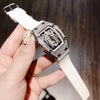 Đồng Hồ Nữ Hanboro Mặt Nhện Dây Cao Su Trắng Chính Hãng Đính Đá Silver Size 31x44mm Quartz