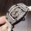 Đồng Hồ Nữ Hanboro Mặt Nhện Dây Cao Su Trắng Chính Hãng Đính Đá Silver Size 31x44mm Quartz