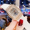 Đồng Hồ Nữ Hanboro Moonphase Chính Hãng Dây Cao Su Trắng Đính Đá Rose Size 36mm Quartz