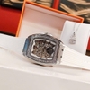 Đồng Hồ Nữ Hanboro Moonphase Chính Hãng Dây Cao Su Trắng Đính Đá Silver Size 36mm Quartz