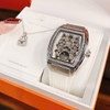 Đồng Hồ Nữ Hanboro Moonphase Chính Hãng Dây Cao Su Trắng Đính Đá Silver Size 36mm Quartz