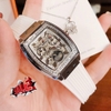 Đồng Hồ Nữ Hanboro Moonphase Chính Hãng Dây Cao Su Trắng Đính Đá Silver Size 36mm Quartz