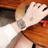 Đồng Hồ Nữ Hanboro Moonphase Chính Hãng Dây Cao Su Trắng Đính Đá Silver Size 36mm Quartz