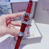 Đồng Hồ Nữ Rivero R9007 Dây Da Đỏ Đính Đá Mặt Oval Size 34mm Vỏ Thép Silver Quartz
