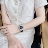 Đồng Hồ Nữ Rivero R9009 Dây Cao Su Đen Vỏ Màu Silver Đính Đá Size 34mm Chính Hãng