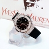 Đồng Hồ Nữ Rivero R9009 Dây Cao Su Đen Vỏ Màu Silver Đính Đá Size 34mm Chính Hãng