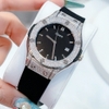 Đồng Hồ Nữ Rivero R9009 Dây Cao Su Đen Vỏ Màu Silver Đính Đá Size 34mm Chính Hãng