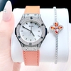 Đồng Hồ Nữ Rivero R9009 Dây Da Vỏ Màu Silver Đính Đá Size 34mm Chính Hãng