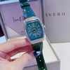 Đồng Hồ Nữ Rivero R9066 Mặt Ovan Dây Da Xanh Lá Đính Đá Silver Size 32mm