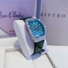 Đồng Hồ Nữ Rivero R9066 Mặt Ovan Dây Da Xanh Lá Đính Đá Silver Size 32mm