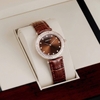 Đồng Hồ Nữ Roberto Era Chính Hãng Dây Da Nâu Mặt Nâu Đính Đá Rose Gold Size 33mm RE1800