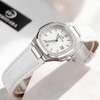 Đồng Hồ Nữ Roberto Era Chính Hãng Dây Da Trắng Mặt Trắng Vỏ Thép Silver Size 20x30mm RE150