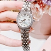 Đồng Hồ Nữ Roberto Era Chính Hãng Dây Thép Bạc Mặt Xà Cừ Trắng Size 28mm Viền Đính Đá RE1201A